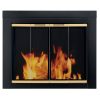 Pleasant Hearth Arrington Black with gold trim Fireplace Glass Firescreen doors - Small