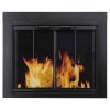 Pleasant Hearth Ascot Black Fireplace Glass Doors - Large