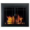 Pleasant Hearth Easton Black Fireplace Glass Firescreen Doors - Large