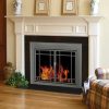 Pleasant Hearth Edinburg Prairie Cabinet Fireplace Screen and 9-Pane Smoked Glass Doors - Gunmetal
