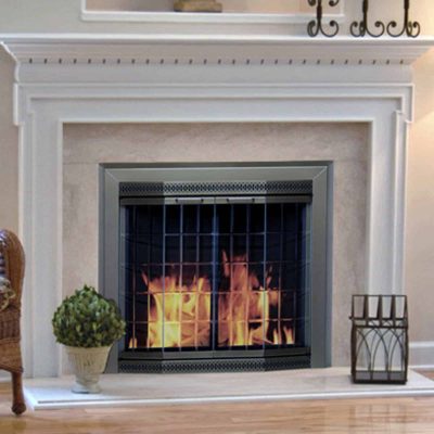 Pleasant Hearth Grandior Bay Fireplace Screen and Bi-Fold Track-Free