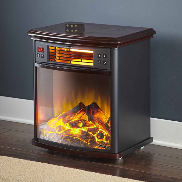 Portable Electric Fireplace Night Stand with Remote - 3-D Log and Fire Effect by e-Flame USA 2