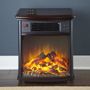 Portable Electric Fireplace Night Stand with Remote - 3-D Log and Fire Effect by e-Flame USA