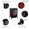 Portable Indoor Home Compact Electric Wood Stove Fireplace Heater, with Thermostat for office and Home 1500W 16.2 W x 10.6 D x 22.8 H, Black 12