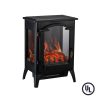 Portable Indoor Home Compact Electric Wood Stove Fireplace Heater, with Thermostat for office and Home 1500W 16.2 W x 10.6 D x 22.8 H, Black 15