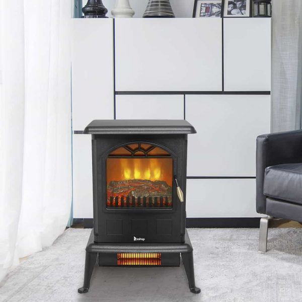 Freestanding Infrared Quartz Electric Fireplace Stove