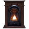 ProCom FS100T-CH Ventless Fireplace System 10K BTU Duel Fuel Thermostat Insert and Chocolate Mantel