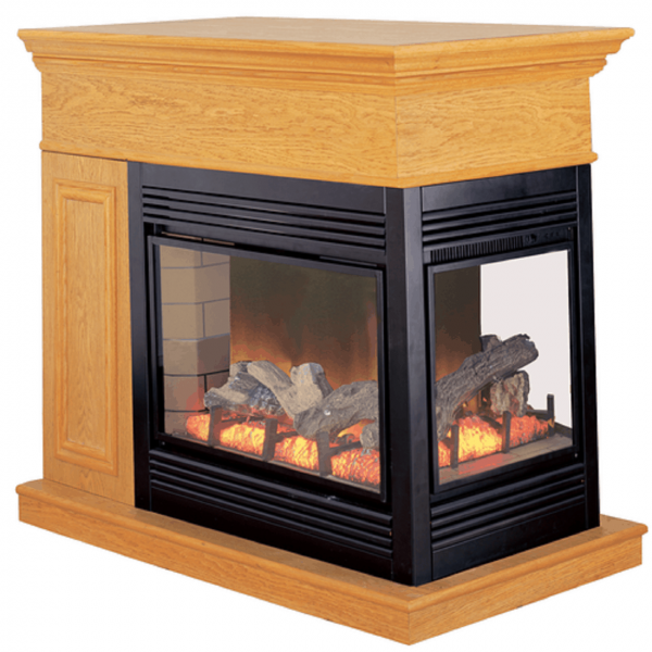 ProCom Full Size Electric Peninsula Fireplace With Remote Control - Oak Finish