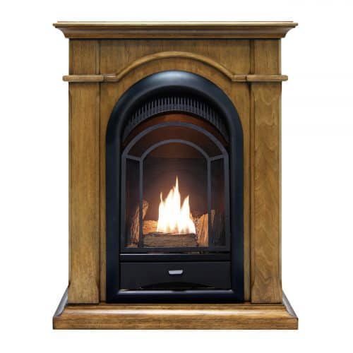 ProCom Ventless Dual Fuel Fireplace System With Corner Combo - Toasted Almond Finish - 15