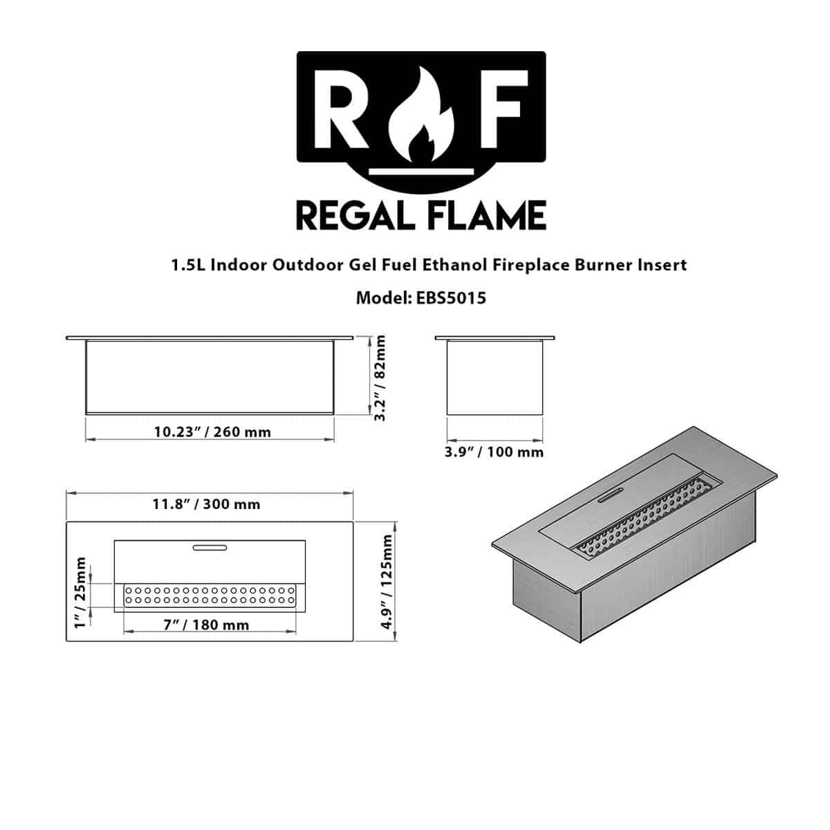 Moda Flame 1.5L Indoor Outdoor Ethanol Fireplace Burner Insert