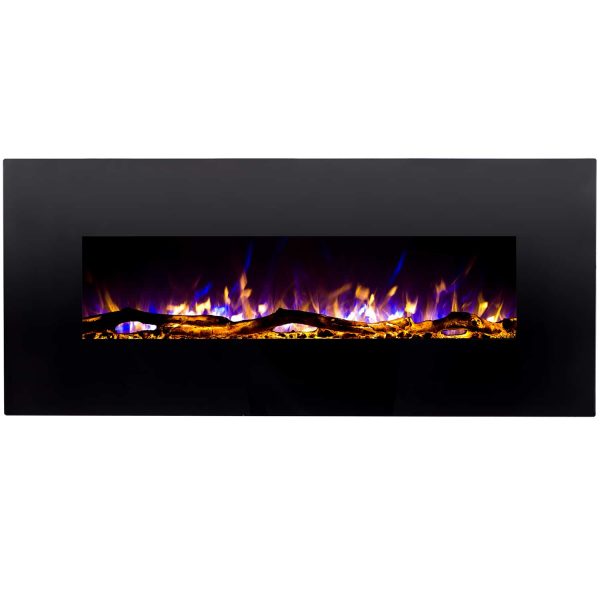 Regal Flame LW5050BK Ashford 50in Black Electric Wall Mounted Fireplace - Log