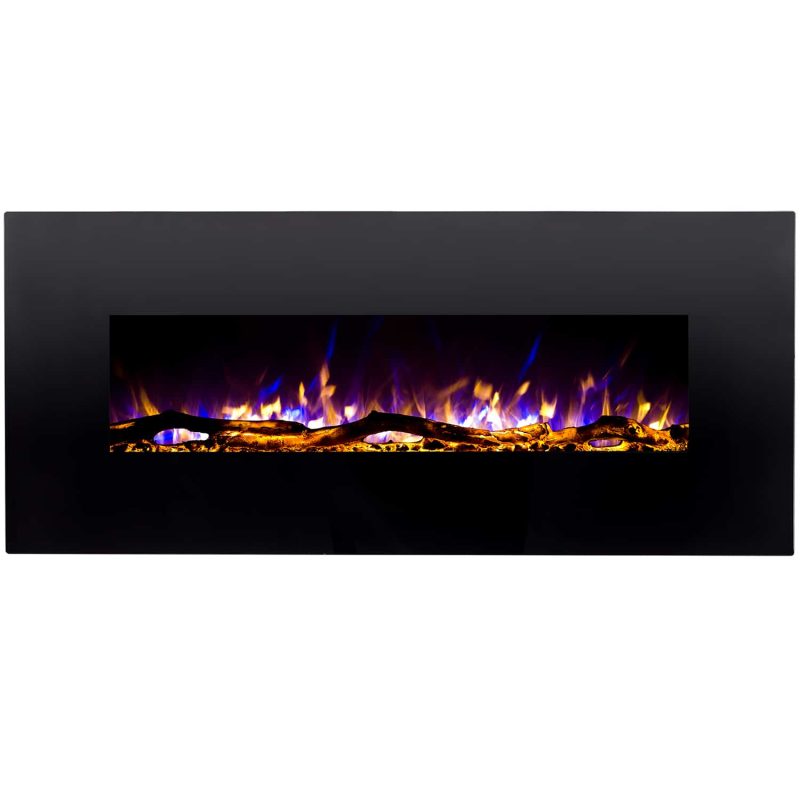 Regal Flame LW5050BK Ashford 50in Black Electric Wall Mounted Fireplace - Log