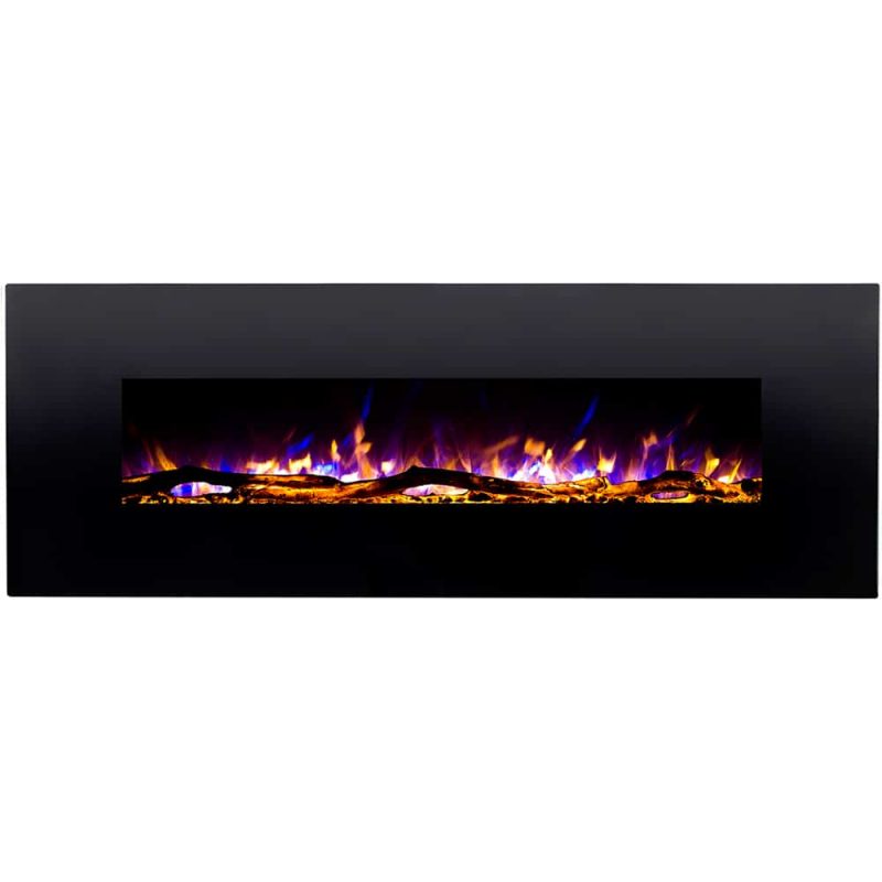 Regal Flame LW5072LE Erie 72in Black Electric Wall Mounted Fireplace - Log