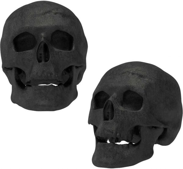 Regal Flame RFA6004 Human Skull Ceramic Wood Large Gas Fireplace Logs - Black 1