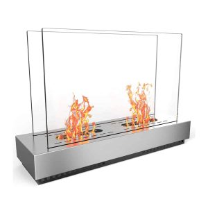 Regal FlamePhoenix Ventless Free Standing Ethanol Fireplace In Stainless Steel