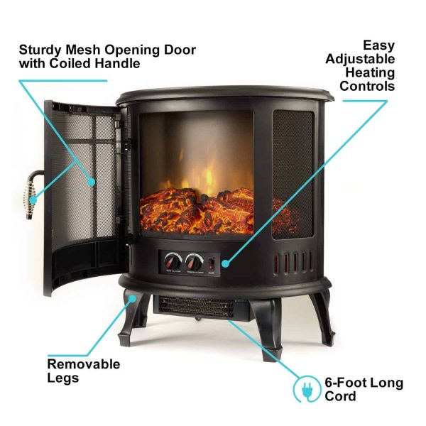 Regal Free Standing Electric Fireplace Stove by e-Flame USA - Black 2