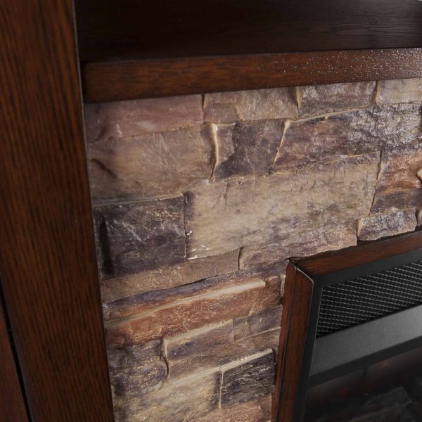 Renstone Corner Convertible Smart Fireplace w/ Storage – Espresso 1