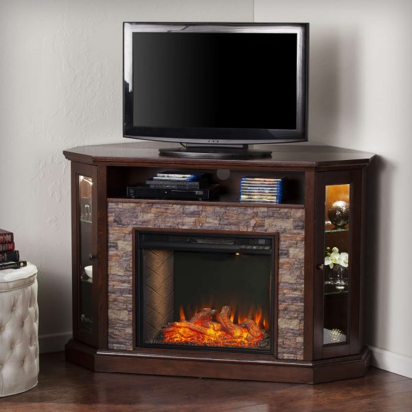 Renstone Corner Convertible Smart Fireplace w/ Storage – Espresso 2
