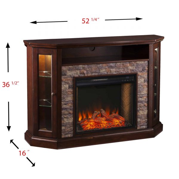 Renstone Corner Convertible Smart Fireplace w/ Storage – Espresso 3
