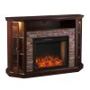 Renstone Corner Convertible Smart Fireplace w/ Storage – Espresso 14