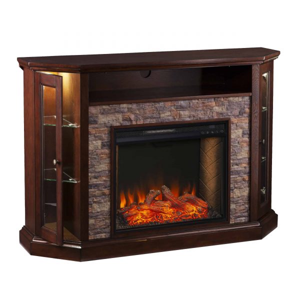 Renstone Corner Convertible Smart Fireplace w/ Storage – Espresso 4