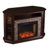 Renstone Corner Convertible Smart Fireplace w/ Storage – Espresso 15