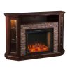 Renstone Corner Convertible Smart Fireplace w/ Storage – Espresso 18