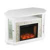 Renstone Corner Convertible Smart Fireplace w/ Storage – White 10