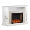 Renstone Corner Convertible Smart Fireplace w/ Storage – White 13