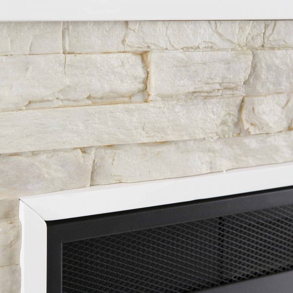 Renstone Corner Convertible Smart Fireplace w/ Storage – White 7