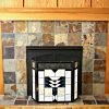 River of Goods 14574 Amber 26" X 38" Mission Style Geometric Stained Glass Fireplace 7