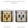 River of Goods 14574 Amber 26" X 38" Mission Style Geometric Stained Glass Fireplace 11
