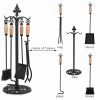 Robust 5pc Iron Fire Place Tool set Fireplace Tools Set Stand Hearth Accessories 3
