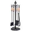 Robust 5pc Iron Fire Place Tool set Fireplace Tools Set Stand Hearth Accessories