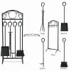 Robust 5pc Steel Fire Place Tool set 4 Fireplace Tools Stand Hearth Accessories 6