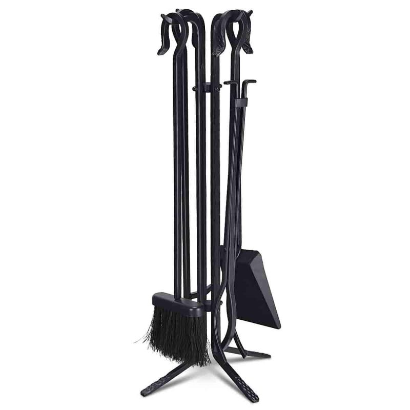 Robust 5pc Steel Fire Place Tool set Fireplace Tools Set Stand Hearth Accessories