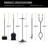 Rustic Wrought Iron 5 Pieces Fireplace Tool Set with Poker Tongs Broom Shovel and Stand 17