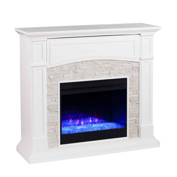Sanstone Color Changing Media Fireplace ? White 2