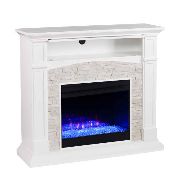 Sanstone Color Changing Media Fireplace ? White 3