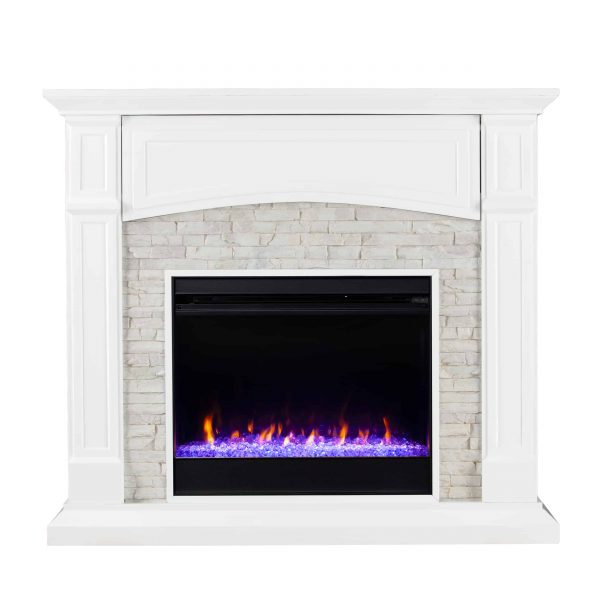 Sanstone Color Changing Media Fireplace ? White 5