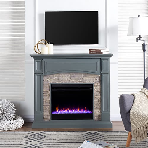 Sanstone Color Changing Media Fireplace – Gray