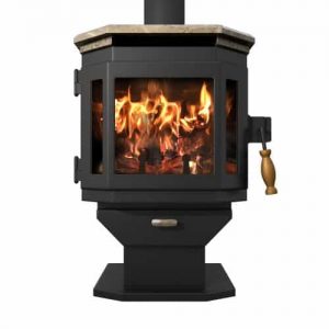 Satin Black Catalyst Wood Stove w/Soapstone Top and Room Blower