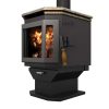 Satin Black Catalyst Wood Stove with Charcoal Door and Soapstone Top 2