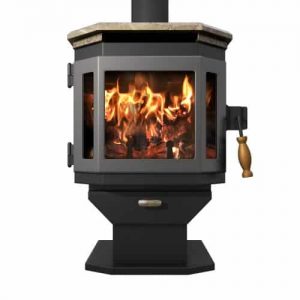 Satin Black Catalyst Wood Stove with Charcoal Door and Soapstone Top