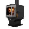 Satin Black Catalyst Wood Stove with SS Door and Room Blower Fan