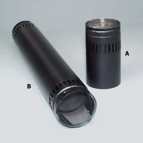 Security 6" Double-Wall Black Stove Pipe Telescoping Length 42" - 66"