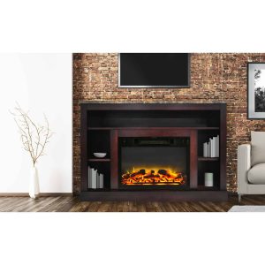 Seville 47" Electric Fireplace Mantel Heater with Enhanced Log and Grate Display