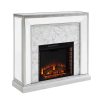 Shroplynn Mirrored Faux Marble Electric Fireplace by Chateau Lyon 28