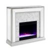 Shroplynn Mirrored Faux Stone Fireplace with Color Changing Firebox by Chateau Lyon 26
