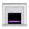 Shroplynn Mirrored Faux Stone Fireplace with Color Changing Firebox by Chateau Lyon 17